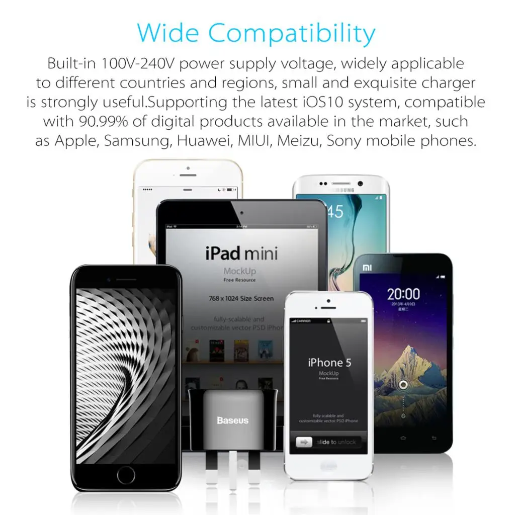 Baseus المزدوج منافذ شاحن يو اس بي المملكة المتحدة التوصيل USB السفر الحائط مهايئ شاحن 5 V 2.4A الهاتف المحمول شاحن آيفون Xs سامسونج Xiaomi