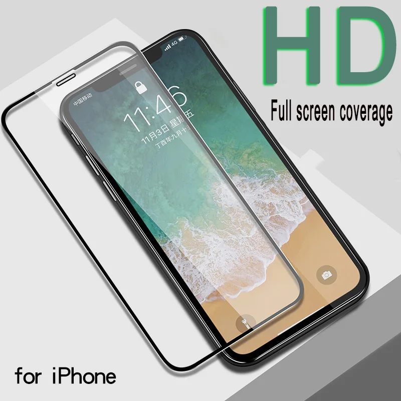 HD защитное стекло на iPhone X XR XS Max 6 6s 7 8 plus Защитное для экрана полное покрытие