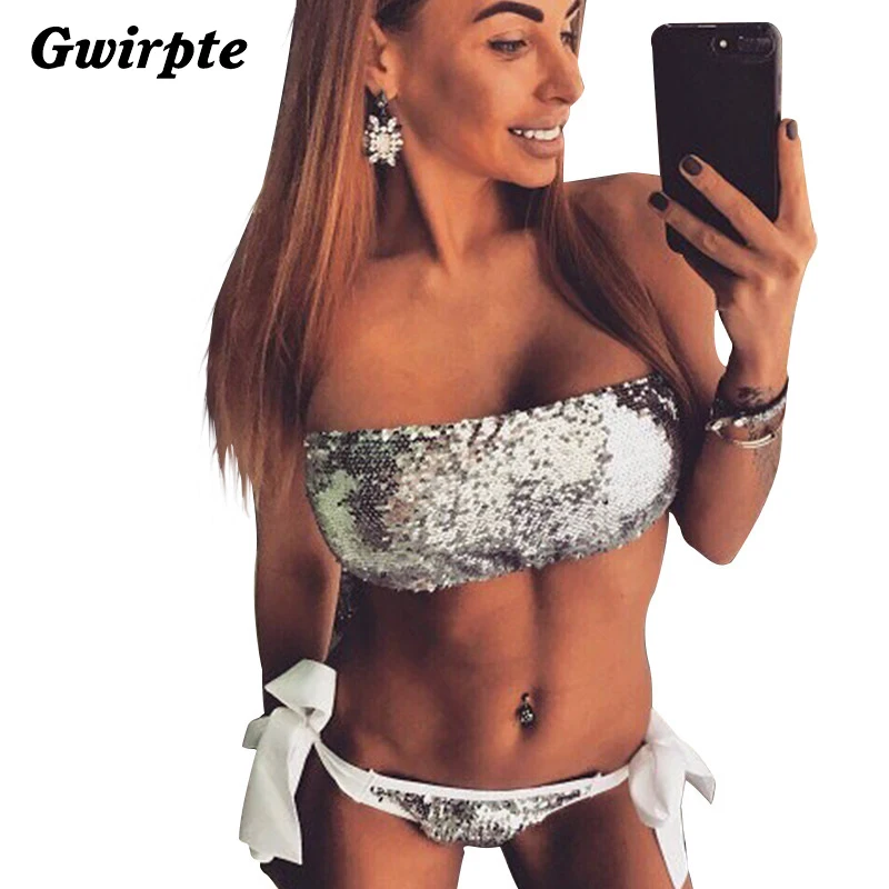 

Gwirpte 2017 Women Summer Bra & Brief Sets Series Fashion Sexy Beach Wear Sequined Women Sets Intimates Bra For Women