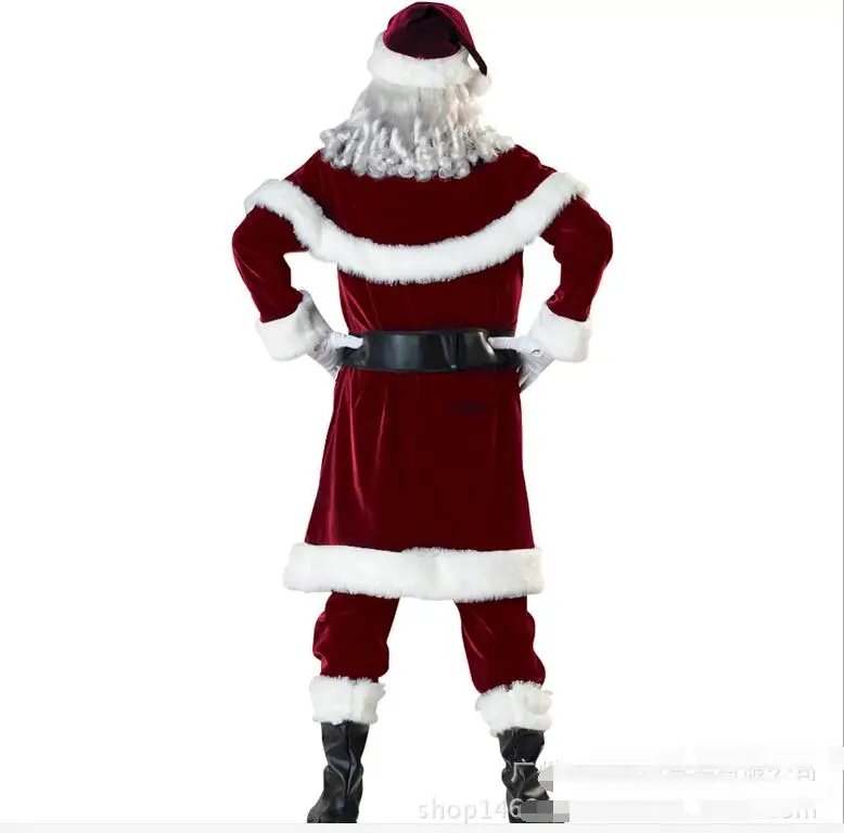 Cosplay&ware A Full Set Christmas Costumes Santa Claus Red Costume Luxury Suit -Cosplayware Store