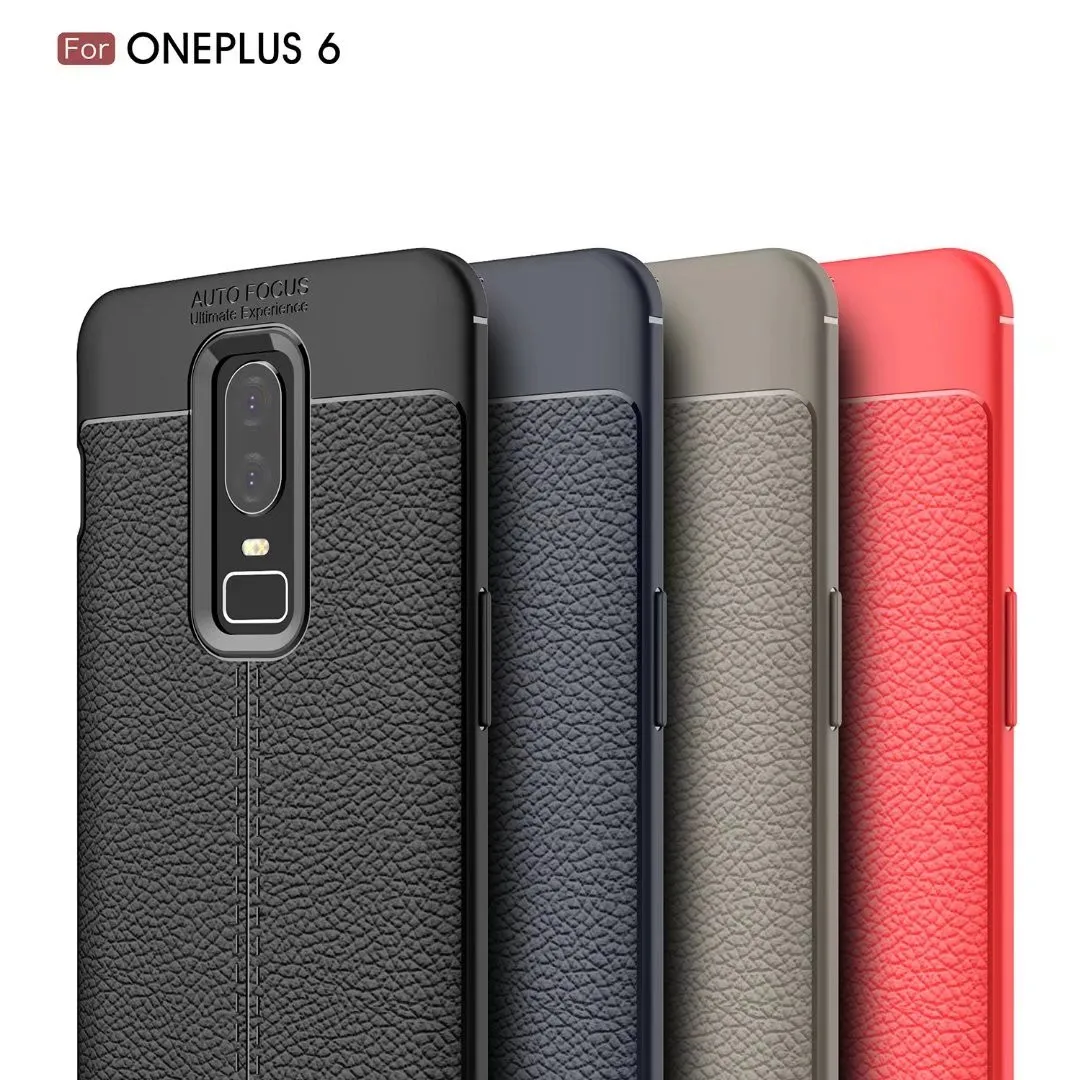 

New Shockproof Waterproof Business Simply For OnePlus 6 Rugged Armor Shock proof Hybrid Bumper Cover TPU Leather Gel Case