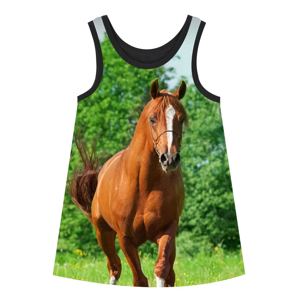 

Girl clothing dress new nice Girls Dresses horse Summer style big brand Print Children Designer baby Kids Clothes Fashion