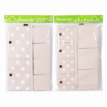 

Linen/cotton fabric 13-pocket wall-mounted closet hanging storage bag storage bag, white polka dot/navy stripes