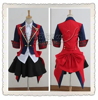 

Anime! AKB0048 Akimoto Sayaka 10th Performance Wear Uniform Cosplay Costume Female Daily Christmas Grid Suit Free Shipping