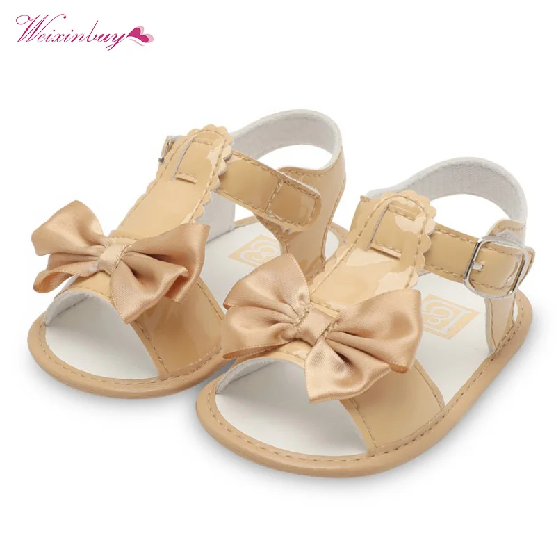 

Infant Crib Shoes Baby Toddle Baby Girls Shoes PU Leather Soft Bottom Bow Crib Anti-slip Summer Shoes 0-18 M