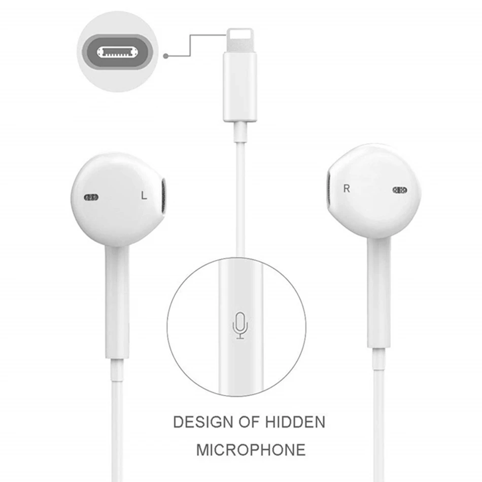 Official Original Earphone For iPhone 7 8 Plus X XS Max In Ear Stereo Earphone with Microphone For Lightning iPhone Sport Earbud