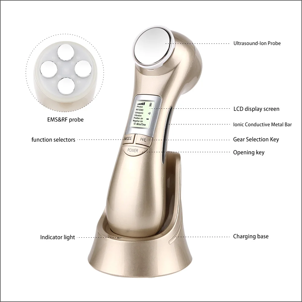  Face Skin EMS Mesotherapy Electroporation RF Radio Frequency Facial LED Photon Skin Care Face Lift  - 33024747970