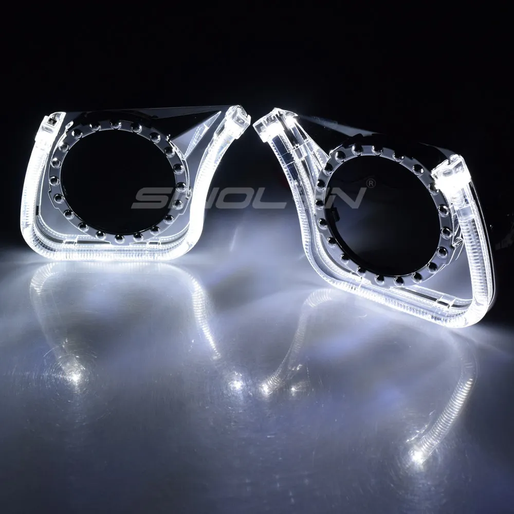 U-образный квадратный ангельский глаз Halo интегрированный ободок кожухи маски светодиодный светильник дневного света для Q5 3,0 ''WST Биксеноновые линзы проектора