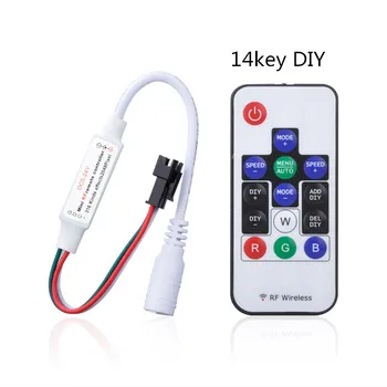 

LED Mini Full color bar light RF controller 14key/14key DIY/21key universal light controller WS2812 WS2811 strip lights 5V-24V