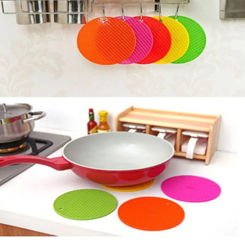 

Sale 1Pc Skidproof Heat Resistant Mat Silicone Non-slip Coaster Round Cup Cushion Placemat Holder Kitchen Accessories