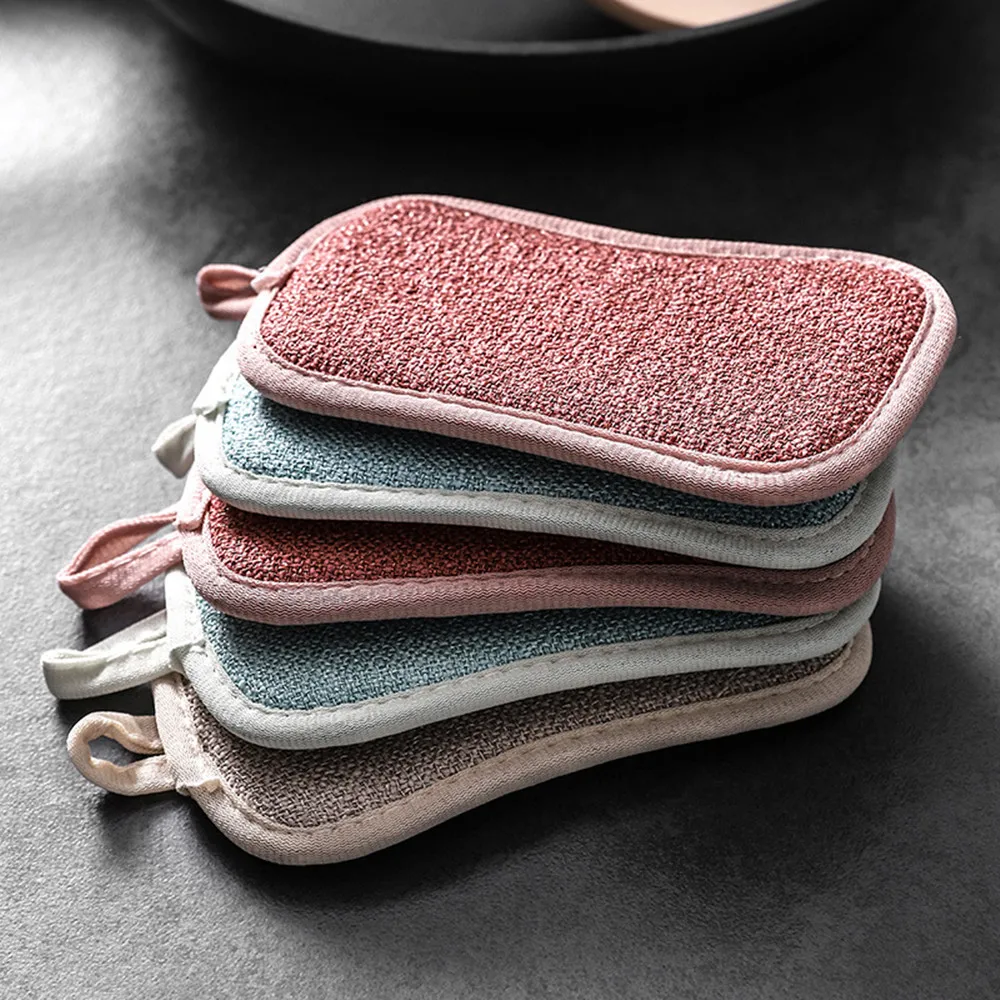 

Kitchen Double-sided Dual Use Sponge Cleaning Cloth Microfiber Strong Decontamination Cleaning Cloth Housework Cleaning Brush