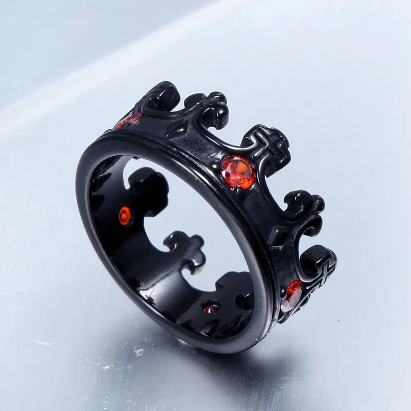 Fashion Stainless Steel Couple Ring Crown Couple S...