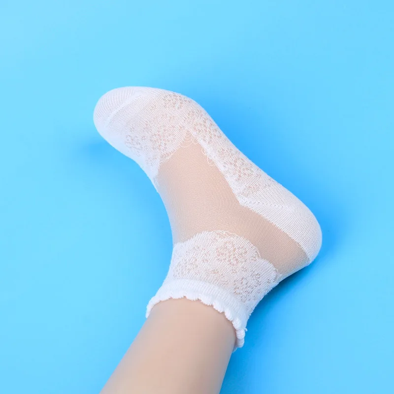 Girls Socks Mesh Style Baby Socks with Trendy Elastic Lace Flowers Summer 5 Pairs/Lot children socks