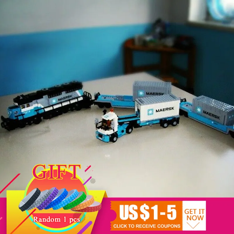 

21006 1234Pcs Technical Ultimate Series The Maersk Train Set Building Blocks Educational compatible with 10219 toys lepin