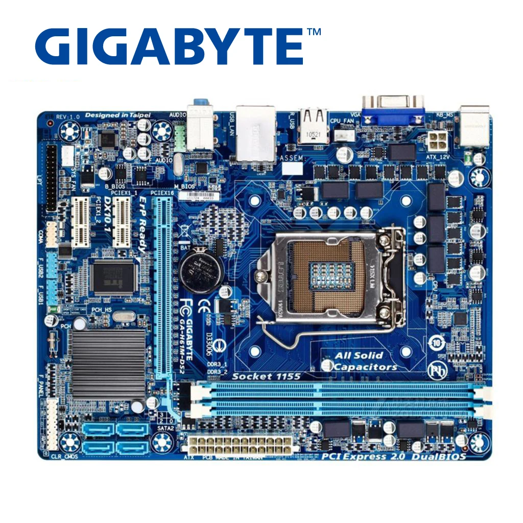 LGA 1155 DDR3 Gigabyte GA-H61M-DS2 100% оригинальная материнская плата 16G H61 DS2 | Компьютеры и офис