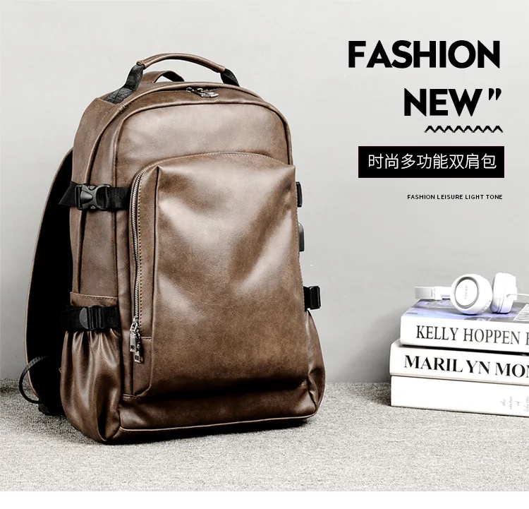 Корейский водонепроницаемый мужской рюкзак из искусственной кожи для ноутбука 15,6 дюймов Большой USB ноутбук мужской рюкзак для путешествий бизнес сумка для компьютера