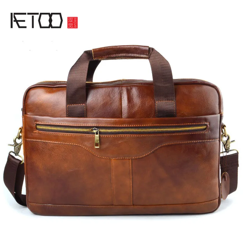 AETOO сумка мужская сумка из натуральной кожи портфель на плечо сумки для ноутбука Сумка-тоут мужская сумка через плечо сумка-мессенджер