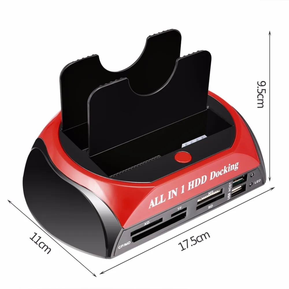 Все в 1 HDD док-станция двойной 2," 3,5" IDE Внешний жесткий диск SATA коробка USB2.0 Card Reader внешний накопитель для хранения для компьютера