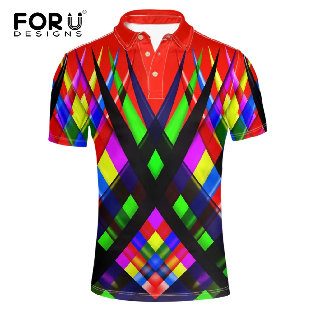 FORUDESIGNS/рубашка поло Мужская модная яркая рубашка с коротким рукавом мужские Поло
