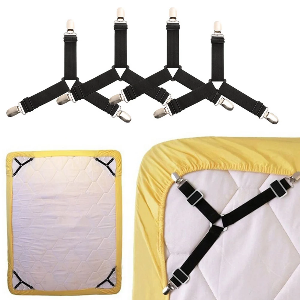 

4pcs Bed Sheet Clip Mattress Fasteners Useful Elastic Cover Blankets Grippers Holder Fixing Slip-Resistant Belt Clip