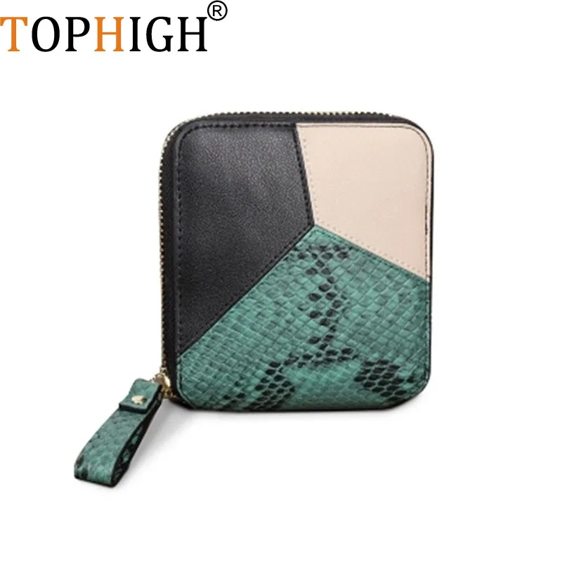 

TOPHIGH New Snake Pattern Serpentine Women Wallets Fashion Lady Purse Leather Hand Bag Elegant Ladies Short Wallet For Card Coin