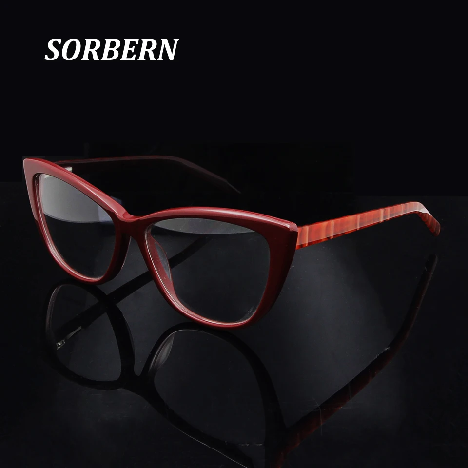 

SORBERN Acetate Glasses Frames For Women Prescription Eyeglasses Fashion Cat Eye Elegant Myopia Optical Eyewear Clear Lens
