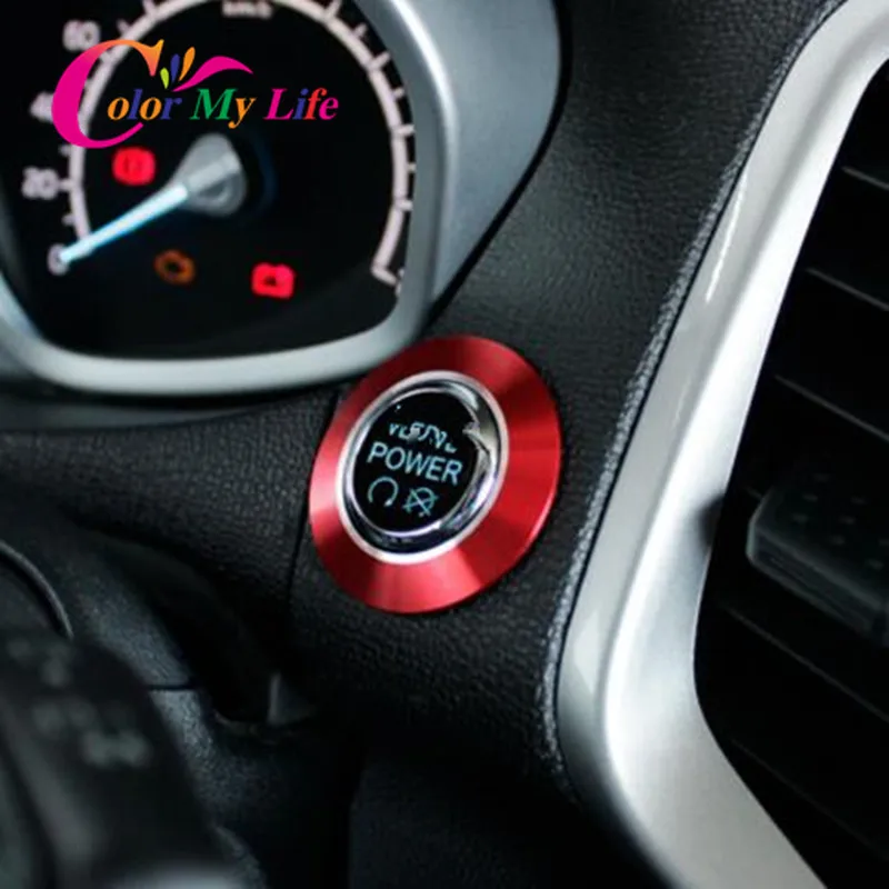 

Color My Life Aluminum Car Interior Ignition Key Ring One Key Star Stop Protection Cover Sticker for Ford C-Max Cmax 2011-2014