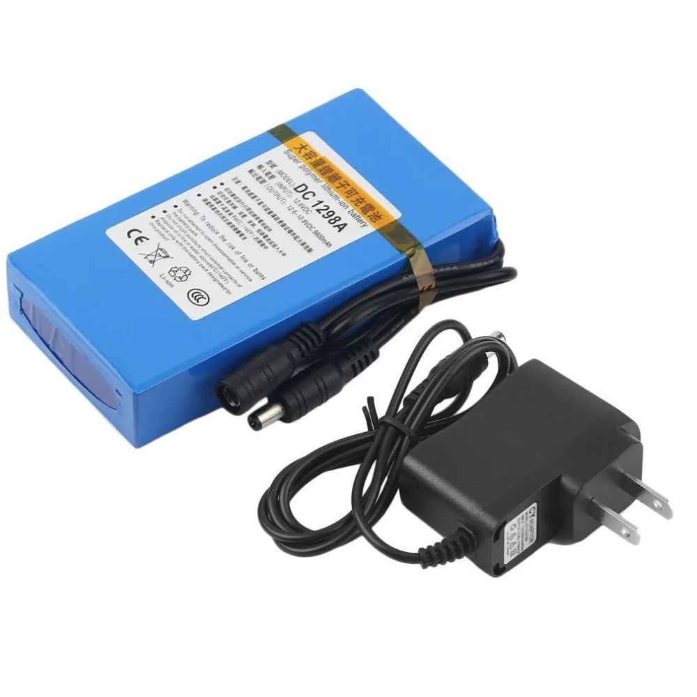 

Free Ship Lipo Battery Portable 9800mAh DC 12V 12.6V Super Rechargeable Pack EU/US plug adaptor for CCTV camera video recorder