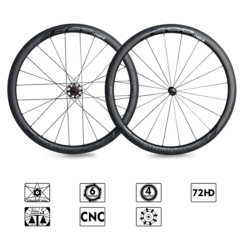 ECC N84A Углеродные колеса прямые тяги низкое сопротивление колесо для дорожного байка 40 мм диски из углеродного сплава 700C велосипедные колеса