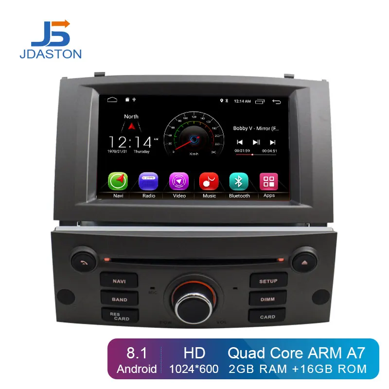 

JDASTON Android 8.1 Car DVD Player For Peugeot 407 2004-2010 GPS Navigation Multimedia Stereo 1 Din Car Radio WIFI IPS Screen SD