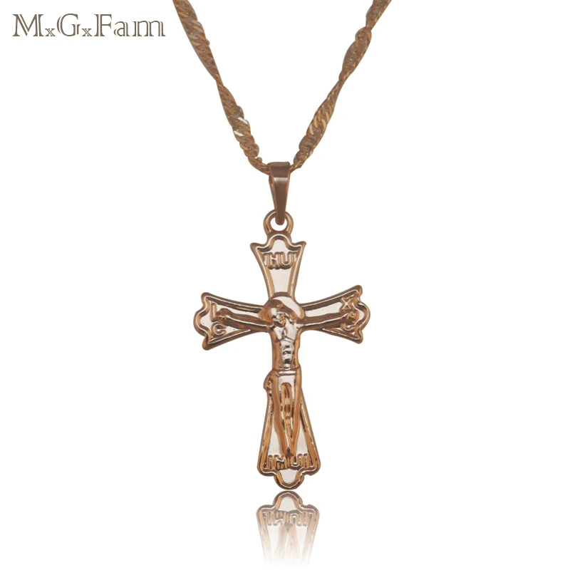 

M.G.Fam18 K Yellow Golden Color Magic Cross Pendant Necklace No Stone with Free Matching Chain