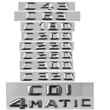 Para Mercedes Benz C clase C63 C43 C55 AMG C180 C200 C220 C300 C320 C350 4MATIC CDI emblema del maletero insignia cromo letras emblemas
