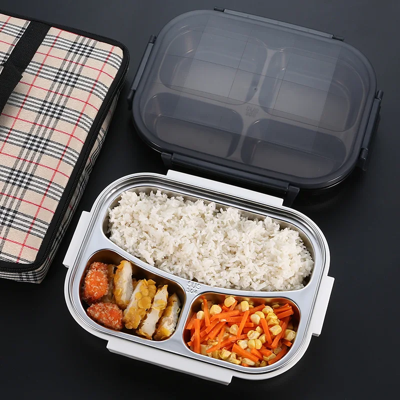 

304 Stainless Steel Lunch Box for Kids Portable Leakproof Bento Box School Food Container With Bag Tableware Set for Picnic