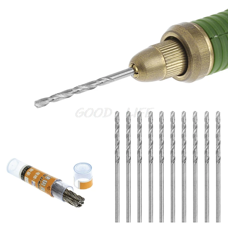 

1 Set 10 Pcs 0.9mm Multifunction Tiny Micro HSS Straight Shank Twist Drilling Bits