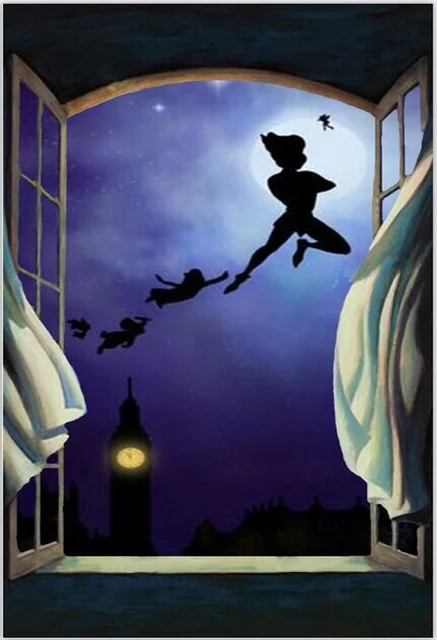 5x7ft peter pan wendy tinker bell london tower window dark night sky