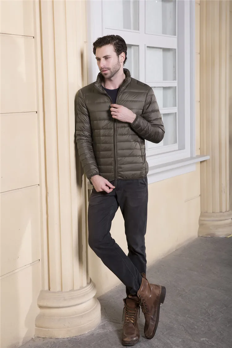 Men's Ultra Light Packable Down Jackets Hooded Slim Down Coats Man White Duck Down Padded Parkas Winter Puffer Jacket JK-634 puffer jacket with fur hood