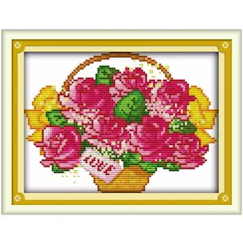 

the rose flower basket Counted Cross Stitch 11CT 14CT Cross Stitch Set Cross-stitch Kit Embroidery Needlework