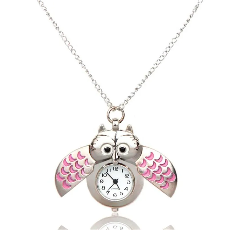 

Relogio Feminino Mini Metal owl double open Quartz Watch Pendant Necklace Pocket Watch Women Ladies Clock Round Shape Hot Gift M