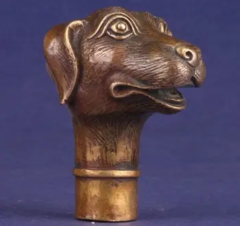 

BRONZE STATUE LOVELY DOG WALKING STICK HANDLE COLLECTABLE CANE HEAD DECORATION