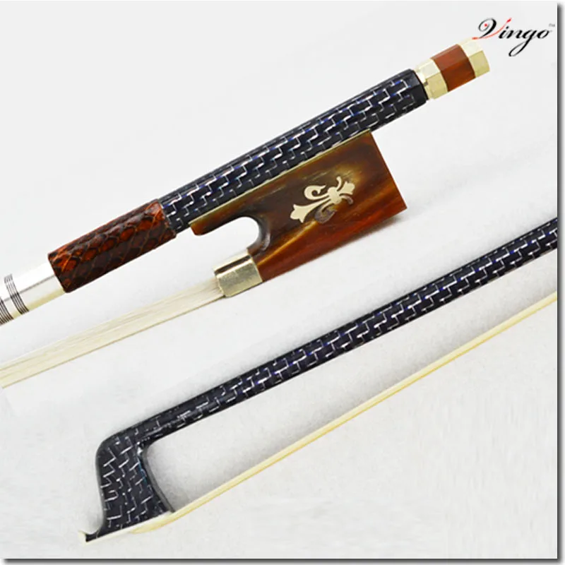 TOP Model Silver Braided Carbon Fiber Violin Bow NEW 4 4 Full Size Natural Mongolia font