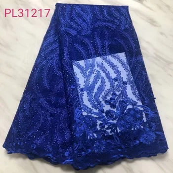 

Royal Blue African Lace Fabric 2019 High Quality 5yards Lace Tulle Lace Fabric African French Net Lace Fabric For Eveing Dress