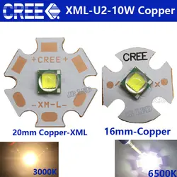 Из 2 предметов CREE XML светодио дный XML U2 10 Вт белый теплый белый высокой Мощность светодио дный излучатель с 16 мм 20 мм PCB Медь пластины
