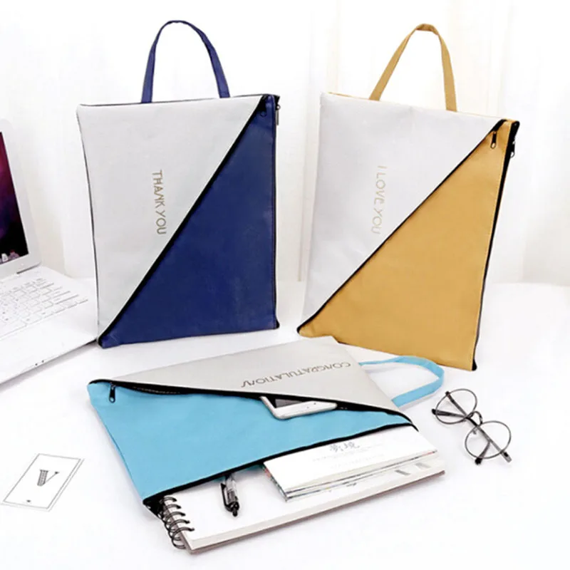 

2019 Creative Canvas Envelope A4 Zipper Receive Bags Large Capacity Bags Student School Stationery Storage Bag