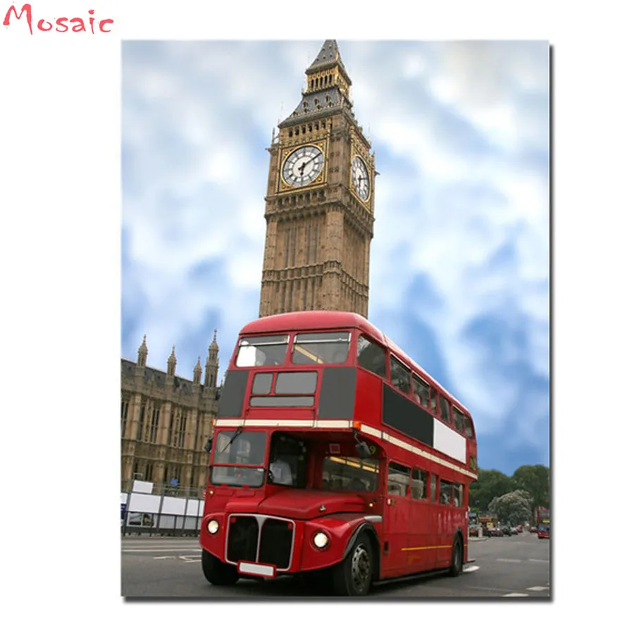 

New york Street red bus Diamond Embroidery sale diy 5d Diamond Painting Cross Stitch resin Drill Mosaic diamond home Decoration