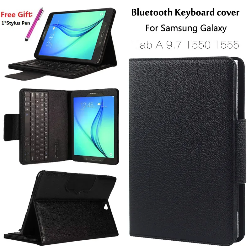Съемный чехол с Bluetooth клавиатурой для Samsung GALAXY Tab A 9 7 T550 T555 P550 P555 Folio PU кожаный +