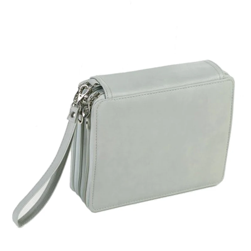 

124 Holder 4 Layer Portable PU Leather School Pencils Case Large Capacity Pencil Bag For Pencils Watercolor Art Supplies (Gray)