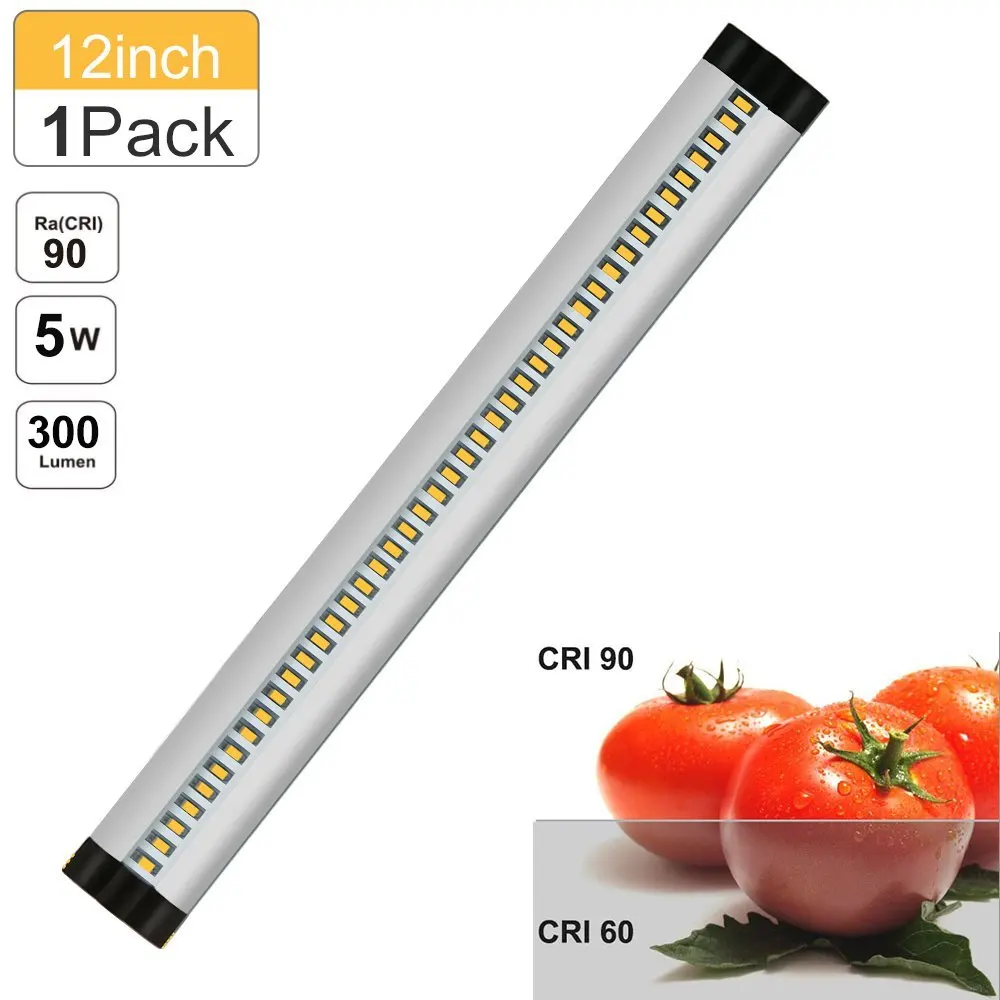 

Silver LED Under Cabinet Lighting, CRI90 Dimmable SMD2835,12V Daylight White 5000K-6000K, 5W 300LM LED Night Light Lamp