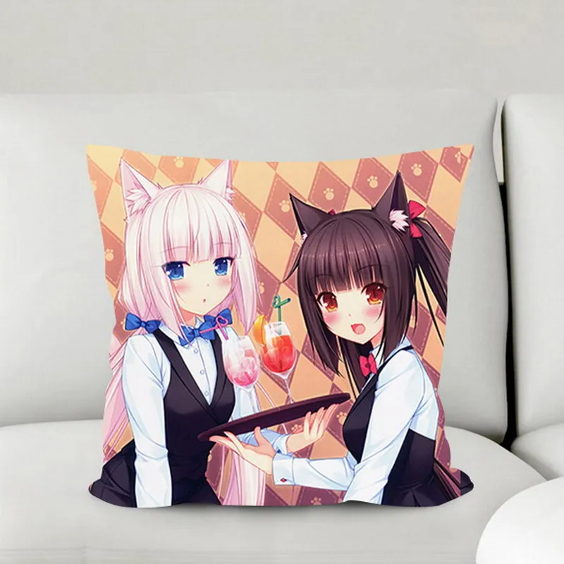 

Hot Sale Oct. Home Textile Nekopara Anime Chocolat & Vanilla 2WT 2way Square Pillow Case One-sided Two-sided Gift #41421B