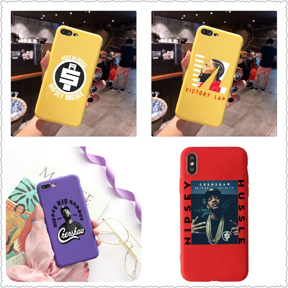 Rapper Nipsey Hussle Candy Color TPU Case phone For iphoneX 7 8 XS XR XSMAX Red Black Yellow purple Cover