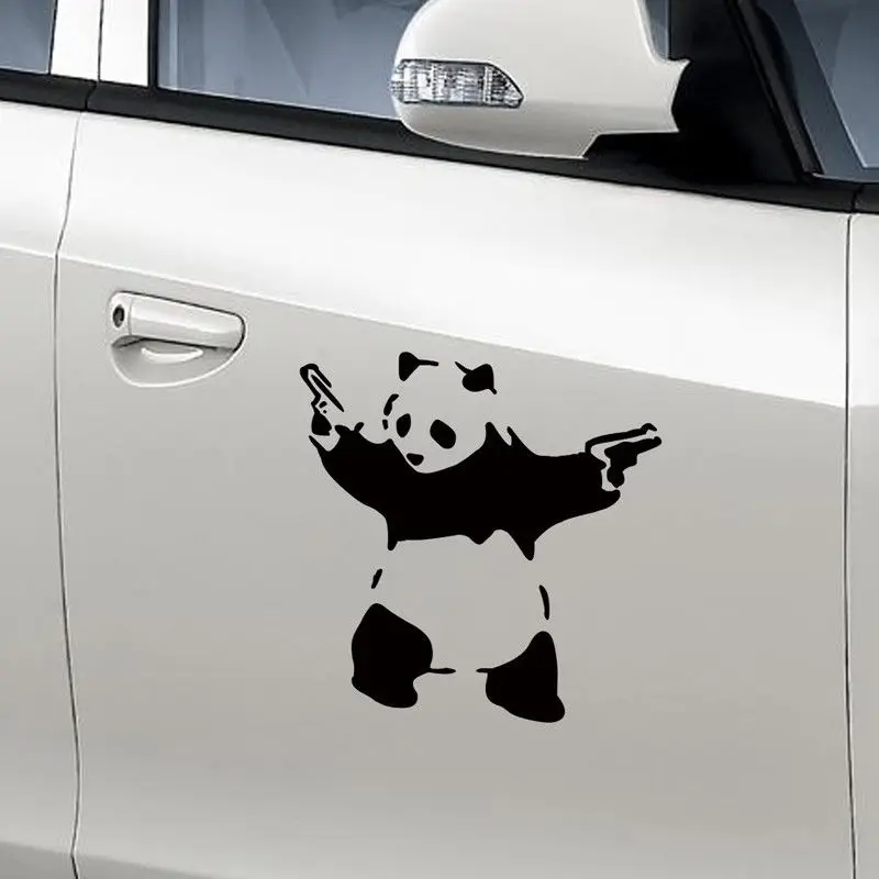 

New Funny Car Sticker Fancy Panda with gun shape Decal Sticker Car Window Motorcycle Decal Sticker